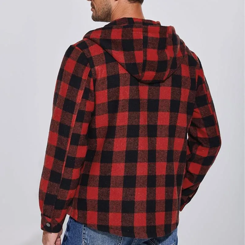 Men's Flannel Plaid Long Sleeve Hooded Casual Jacket 29905977X sold by Manly product image thumbnail 5