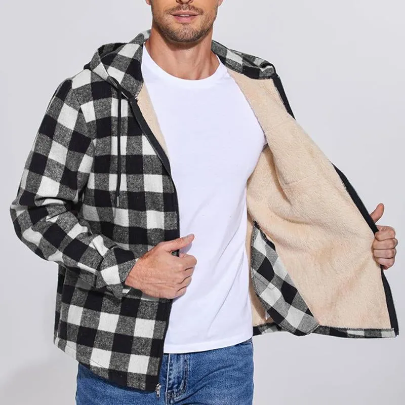 Men's Flannel Plaid Long Sleeve Hooded Casual Jacket 29905977X sold by Manly product image thumbnail 3