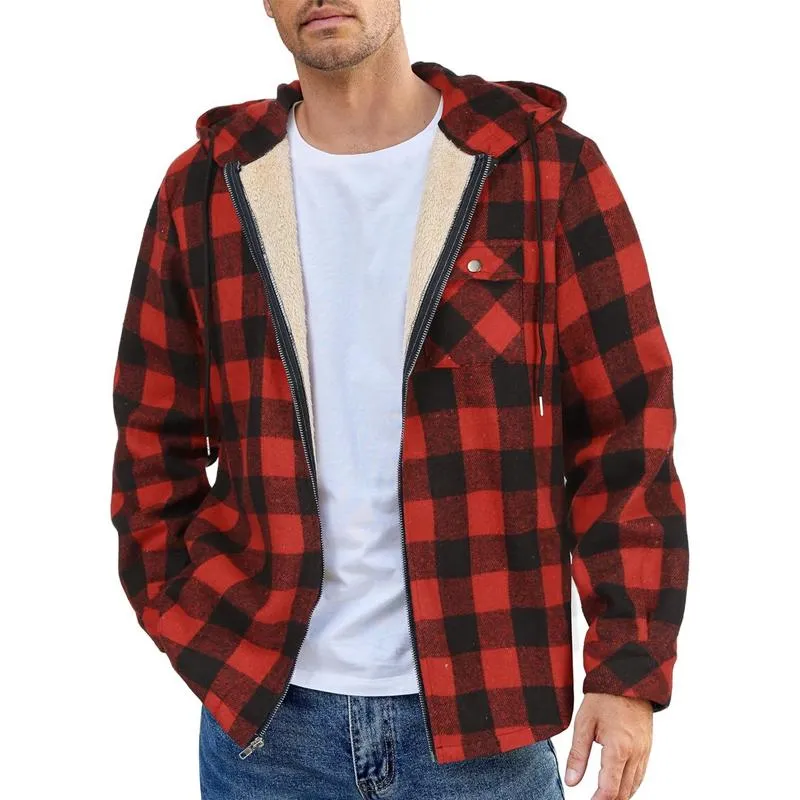 Men's Flannel Plaid Long Sleeve Hooded Casual Jacket 29905977X sold by Manly product image thumbnail 2