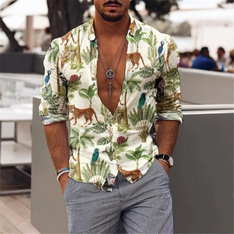 Men's Printed Lapel Long Sleeve Casual Shirt 40442844Z sold by Manly product image thumbnail 4
