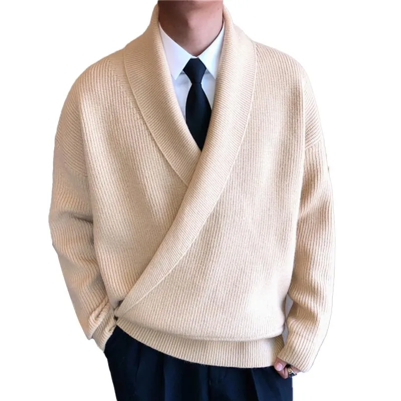 Men'S Vintage Solid Color V-Neck Crossover Sweater 70634430Y sold by Manly