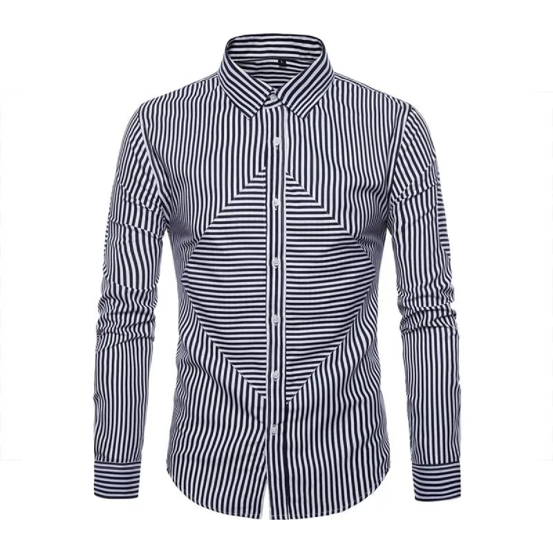 Men's Casual Striped Patchwork Long Sleeved Shirt 38610425M sold by Manly