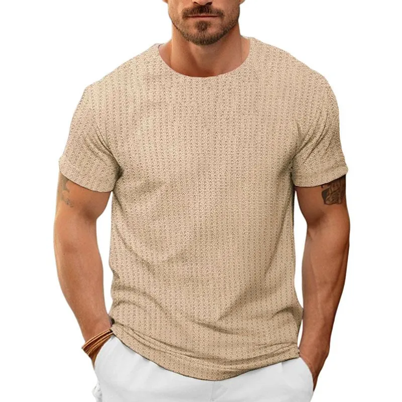 Men's Casual Round Neck Waffle Short Sleeve Slim Fit T-Shirt 34756796M sold by Manly