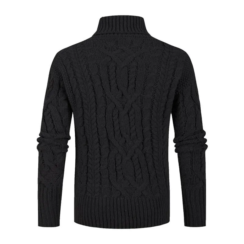 Men's Solid Color Cable Lapel Long Sleeve Sweater 78892804Z sold by Manly product image thumbnail 4