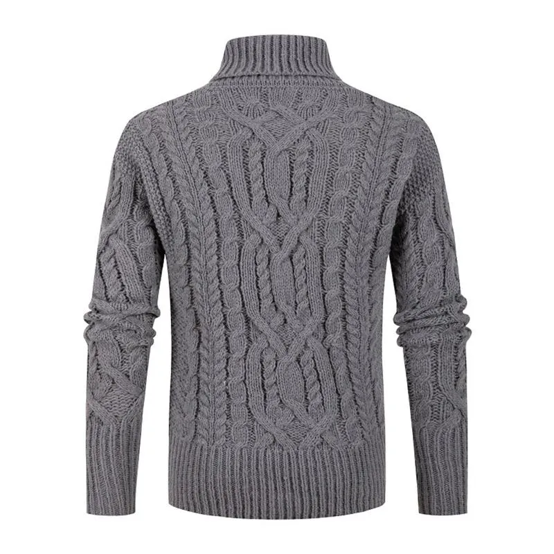 Men's Solid Color Cable Lapel Long Sleeve Sweater 78892804Z sold by Manly product image thumbnail 2