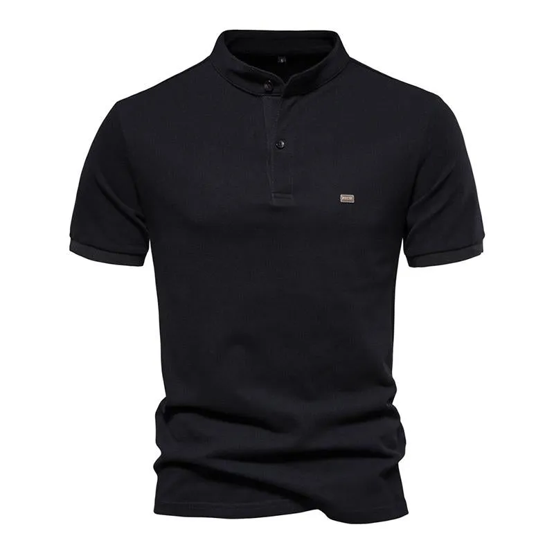 Men's Casual Cotton Stand Collar Solid Color Slim Short Sleeve Polo Shirt 95058725M sold by Manly product image thumbnail 5