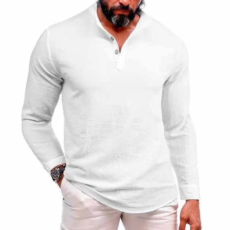 Men's Casual Solid Color Stand Collar Long Sleeve Shirt 44209812Y sold by Manly product image thumbnail 3