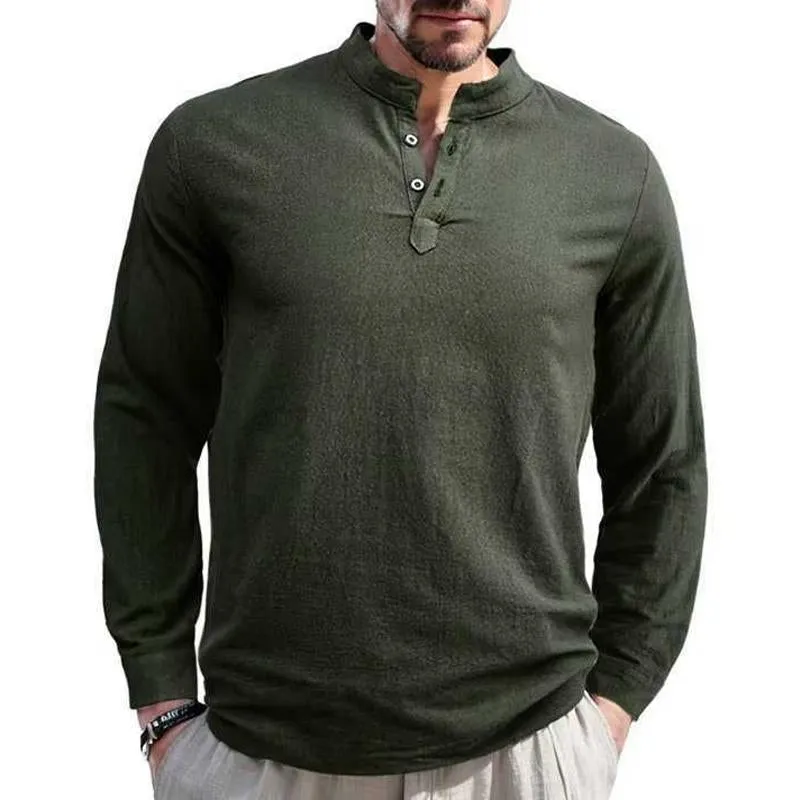 Men's Casual Solid Color Stand Collar Long Sleeve Shirt 44209812Y sold by Manly product image thumbnail 4