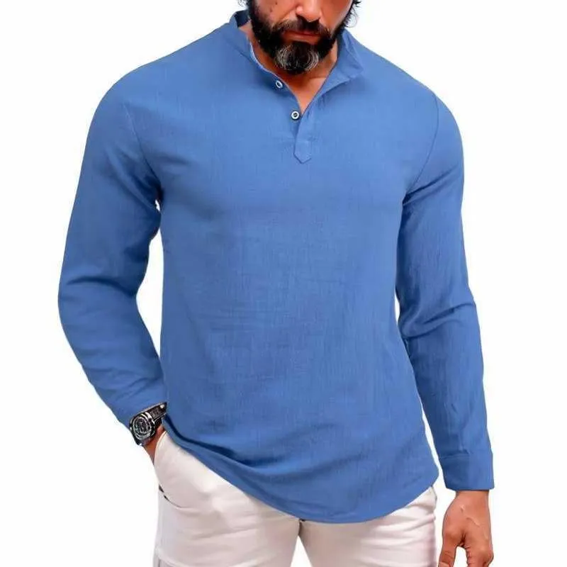 Men's Casual Solid Color Stand Collar Long Sleeve Shirt 44209812Y sold by Manly product image thumbnail 2