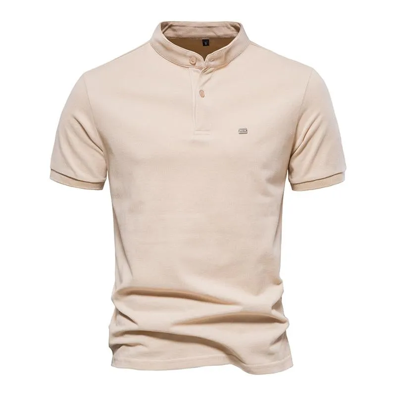 Men's Casual Cotton Stand Collar Solid Color Slim Short Sleeve Polo Shirt 95058725M sold by Manly product image thumbnail 3