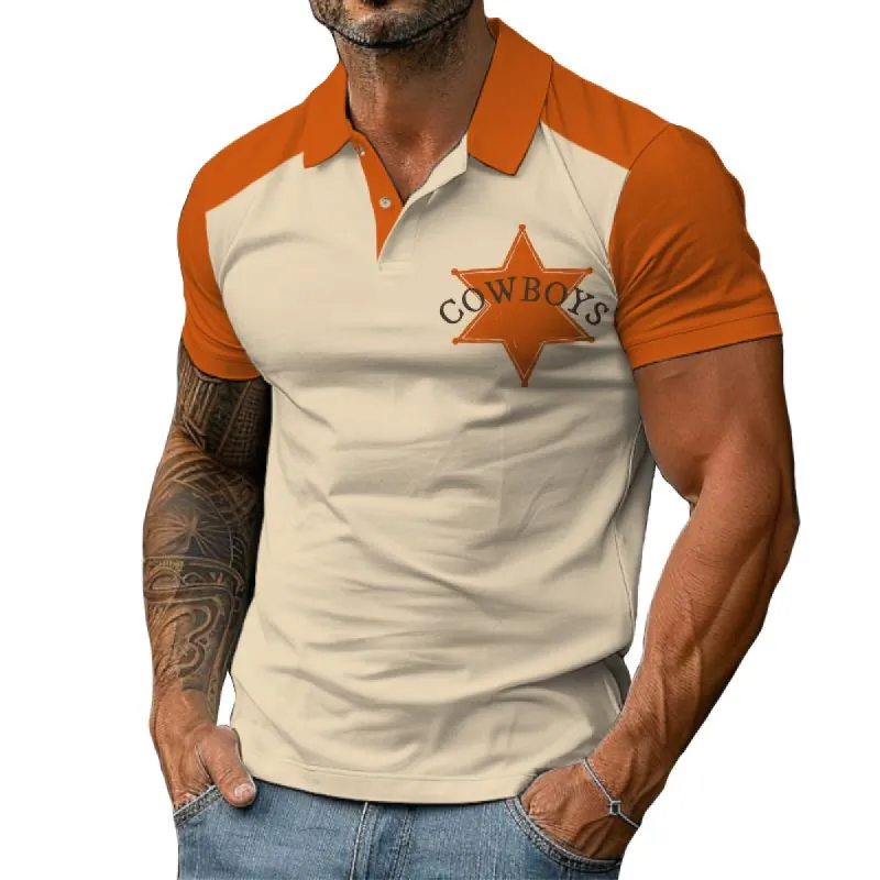 Men's Cowboy Color Block Polo Shirt 81160028TO sold by Manly