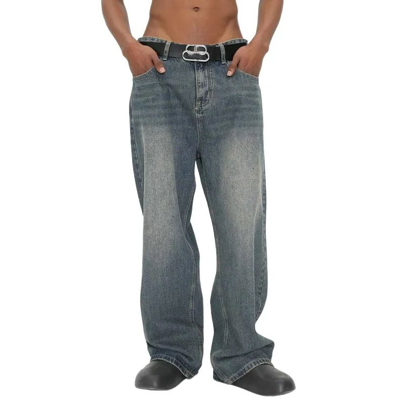 Men's Retro Loose Straight Washed Jeans 75840786X sold by Manly