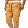 Men's Casual Solid Color Multi-Pocket Cargo Shorts 00130525Y sold by Manly
