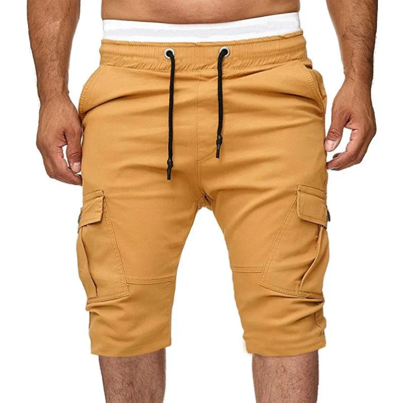 Men's Casual Solid Color Multi-Pocket Cargo Shorts 00130525Y sold by Manly