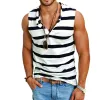 Men's Casual Striped Henley Collar Sleeveless Tank Top 86121388Y sold by Manly