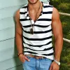 Men's Casual Striped Henley Collar Sleeveless Tank Top 86121388Y sold by Manly