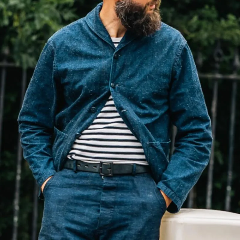 Men's Vintage Solid Lapel Denim Jacket 91001107X sold by Manly product image thumbnail 2