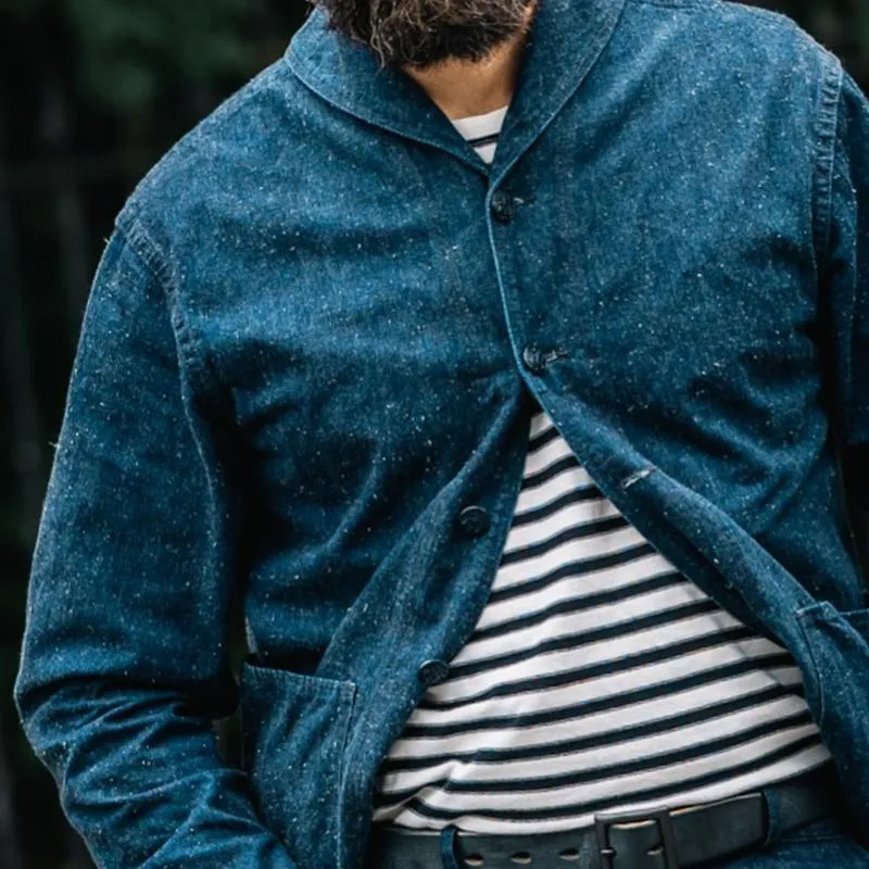 Men's Vintage Solid Lapel Denim Jacket 91001107X sold by Manly product image thumbnail 3