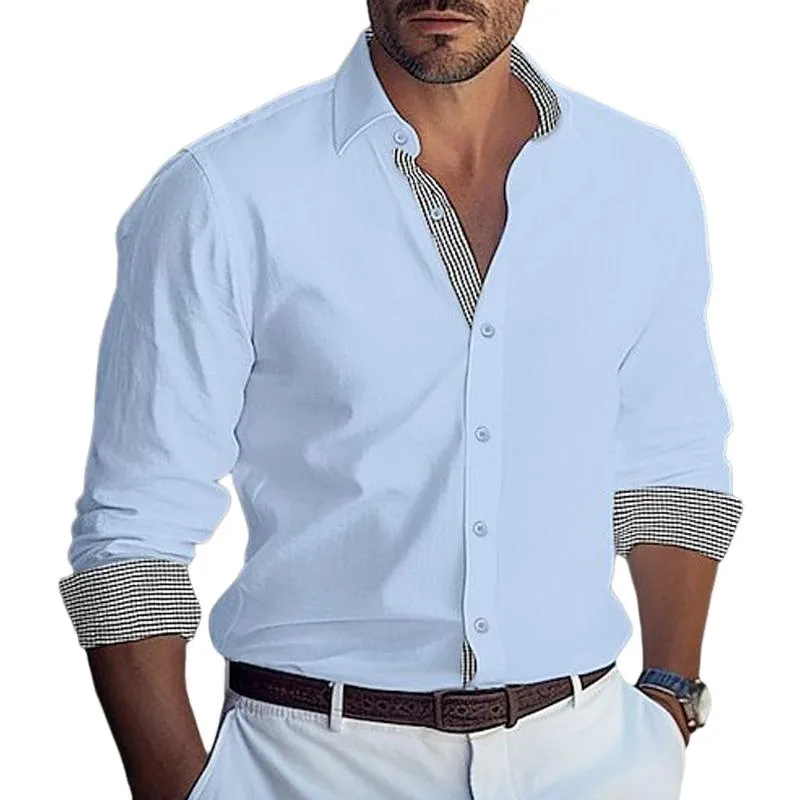 Men's Casual Contrast Color Loose Long Sleeve Shirt 43266579X sold by Manly