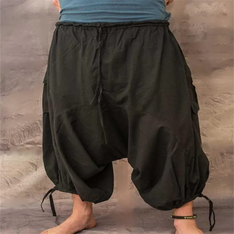 Men's Cotton and Linen Solid Color Breathable Multi-pocket Cropped Pants 51215911X sold by Manly product image thumbnail 4