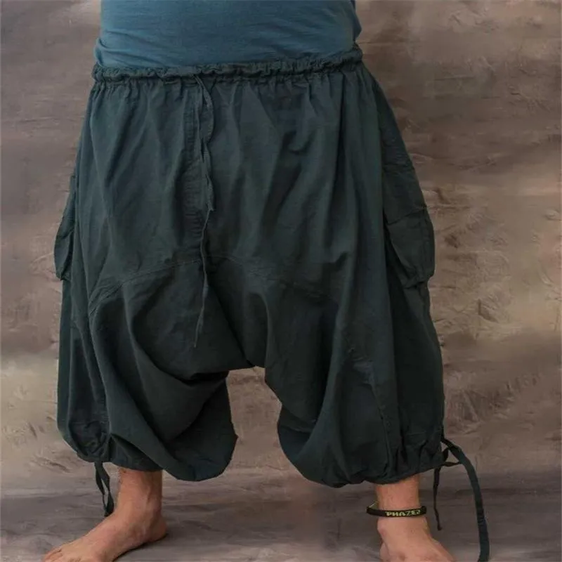 Men's Cotton and Linen Solid Color Breathable Multi-pocket Cropped Pants 51215911X sold by Manly product image thumbnail 3