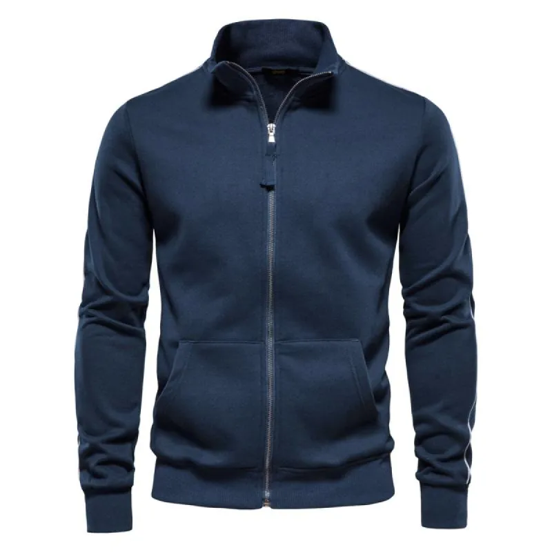 Men's Sports Contrast Color Stand Collar Long Sleeve Sweatshirt Jacket 12679455Y sold by Manly
