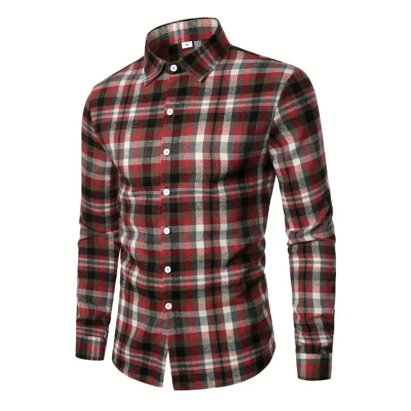 Men's Plaid Flannel Casual Button-Down Long Sleeve Shirt 16245262X sold by Manly