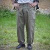 Men's Vintage Multi-pocket Straight-Leg Loose Cotton Cargo Trousers 31031389M sold by Manly