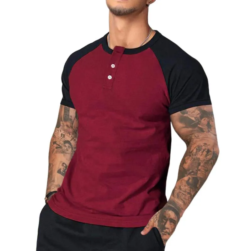 Men's Round Neck Short Sleeve Color Block T-shirt 49001834X sold by Manly