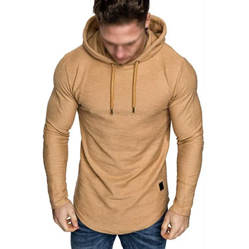 Men's Casual Solid Color Cotton Blended Slim Fit Long Sleeve Hoodie 36920469M sold by Manly