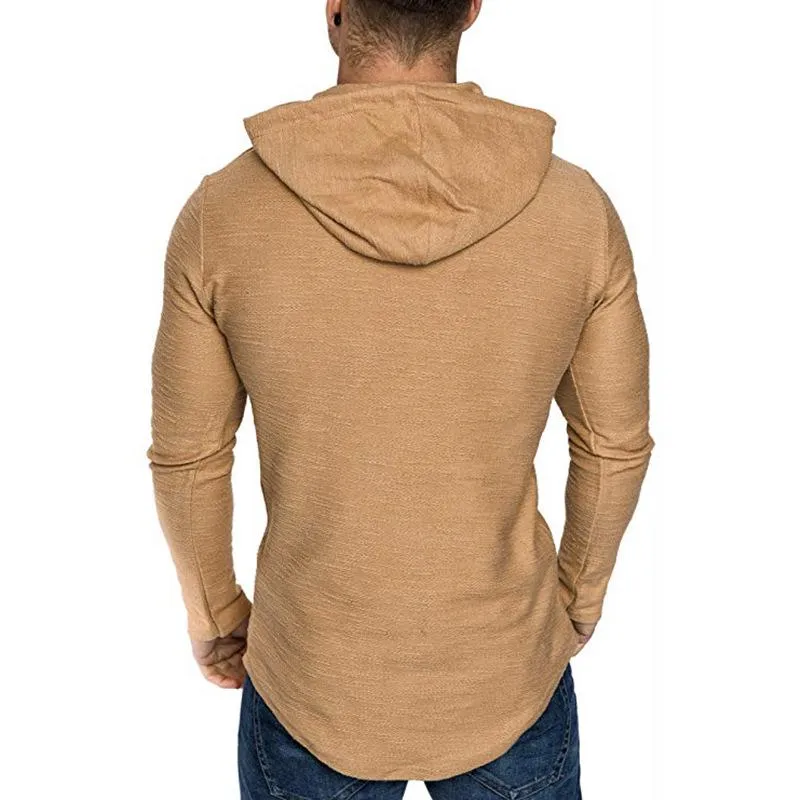 Men's Casual Solid Color Cotton Blended Slim Fit Long Sleeve Hoodie 36920469M sold by Manly product image thumbnail 4