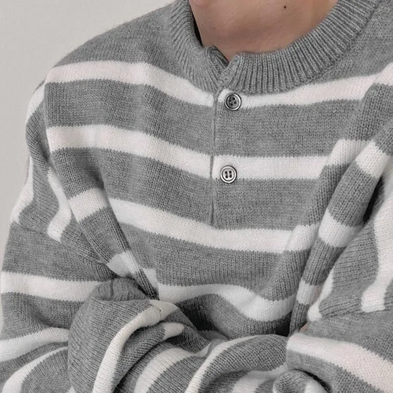 Men's Striped Button Crew Neck Sweater 59900506X sold by Manly product image thumbnail 3