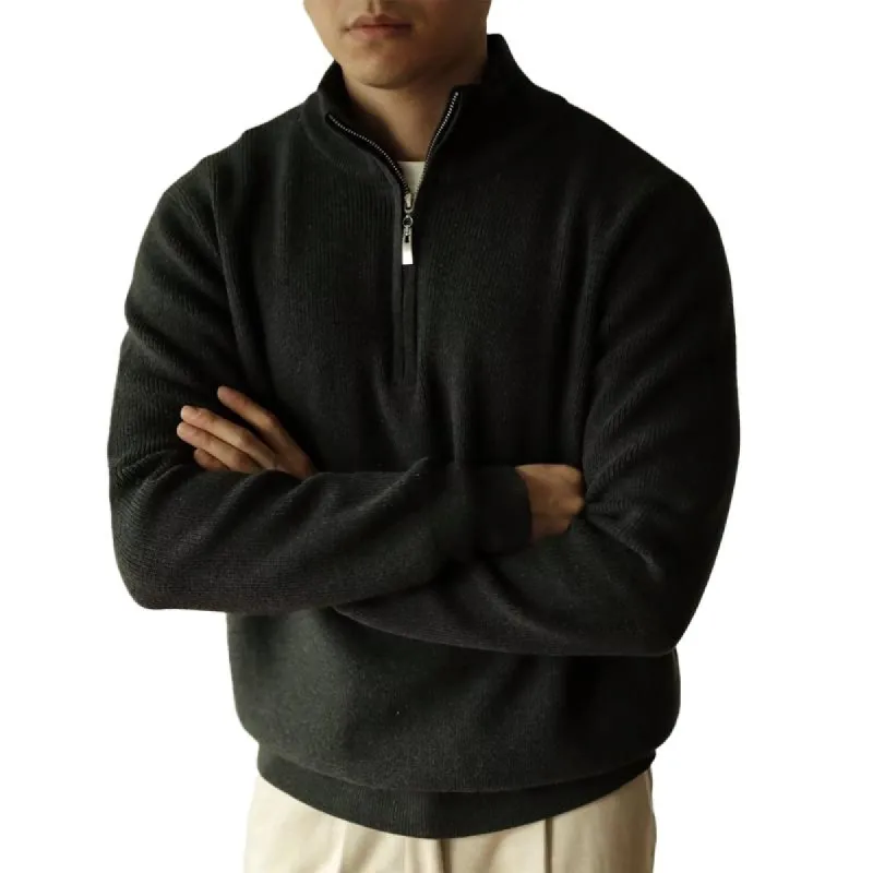 Men's Solid High Collar Long Sleeve Loose Sweater 04503017Z sold by Manly