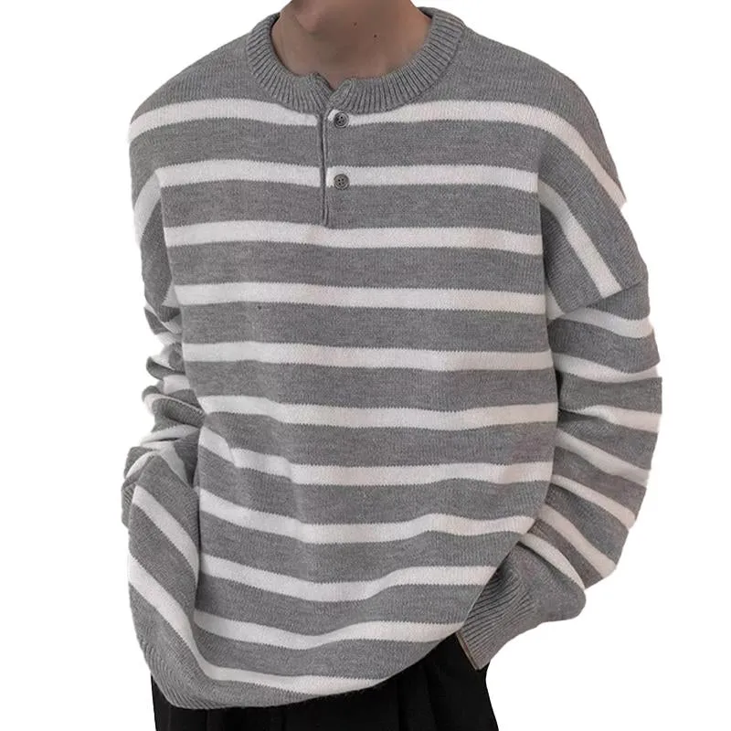 Men's Striped Button Crew Neck Sweater 59900506X sold by Manly product image thumbnail 2