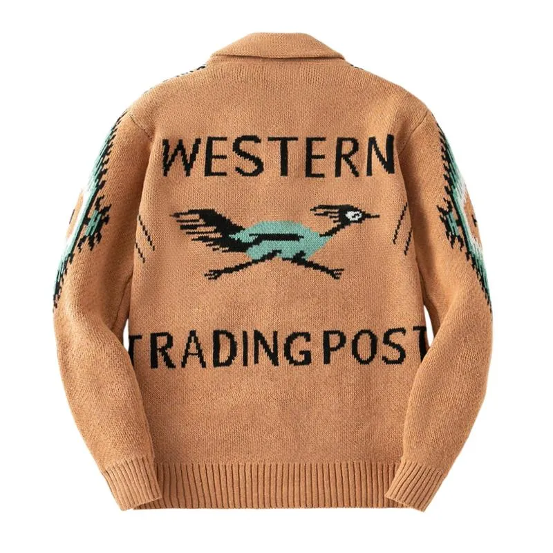 Men's Retro Jacquard Lapel Thick Single Breasted Knitted Cardigan 37070502M sold by Manly product image thumbnail 2