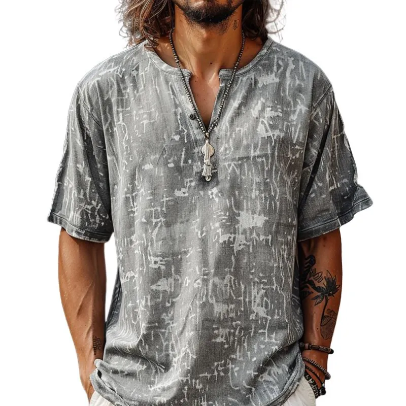 Men's Vintage Print Button Short Sleeve T-Shirt 10718955X sold by Manly
