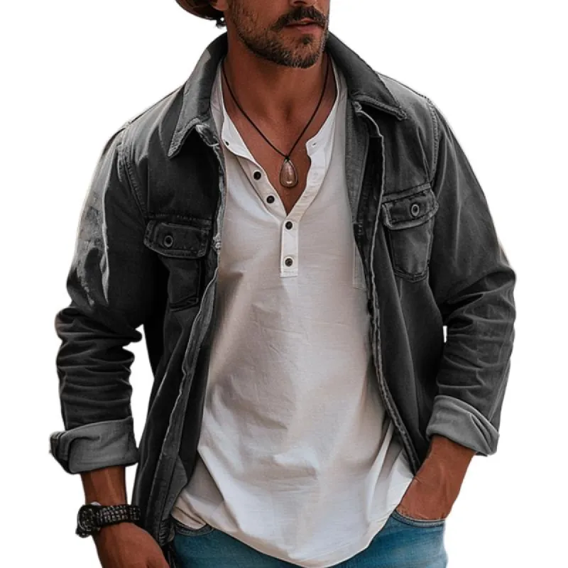 Men's Vintage Western Denim Pocket Jacket 25306173TO sold by Manly