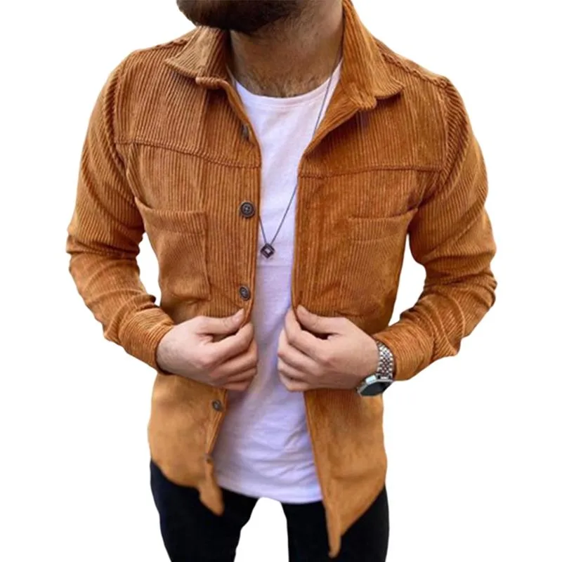 Men's Solid Corduroy Lapel Long Sleeve Shirt 35541594Z sold by Manly product image thumbnail 2