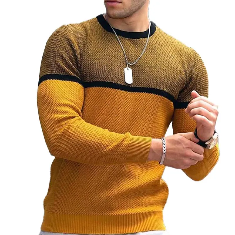 Men's Casual Round Neck Knit Long Sleeve Sweater 91492543M sold by Manly