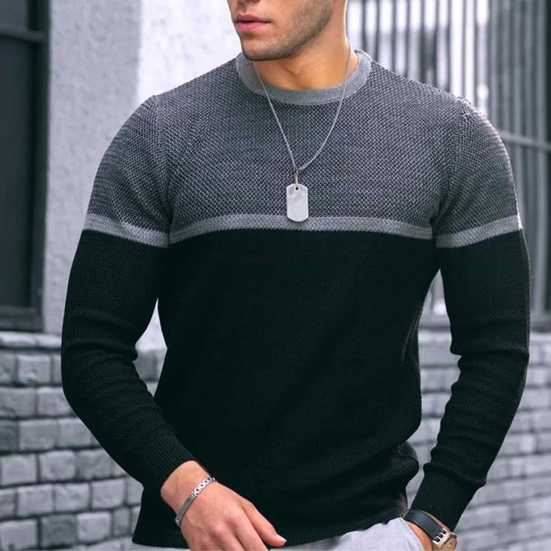 Men's Casual Round Neck Knit Long Sleeve Sweater 91492543M sold by Manly product image thumbnail 4