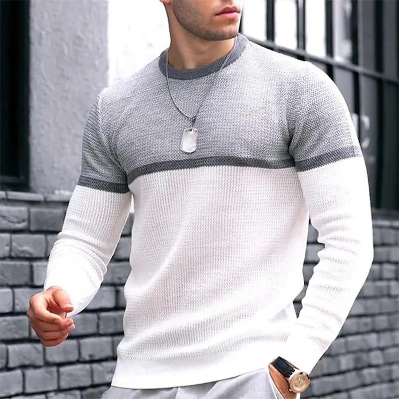 Men's Casual Round Neck Knit Long Sleeve Sweater 91492543M sold by Manly product image thumbnail 3