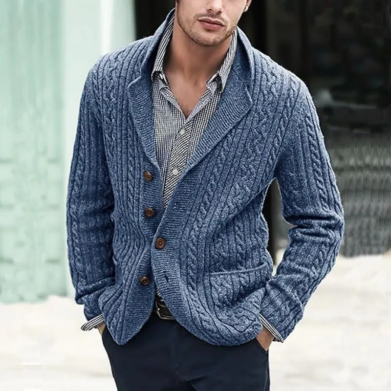 Men's Vintage Lapel Single Breasted Knit Casual Cardigan 92022446Z sold by Manly product image thumbnail 3