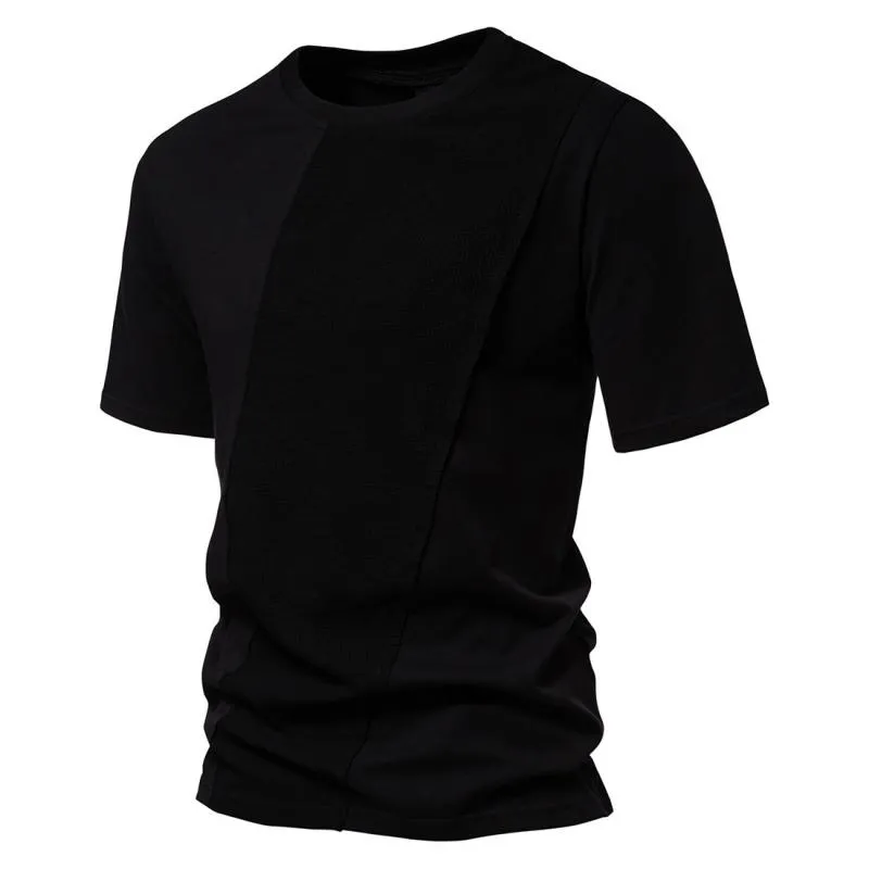 Men's Solid Stitching Round Neck Short Sleeve Casual T-shirt 70384068Z sold by Manly product image thumbnail 5