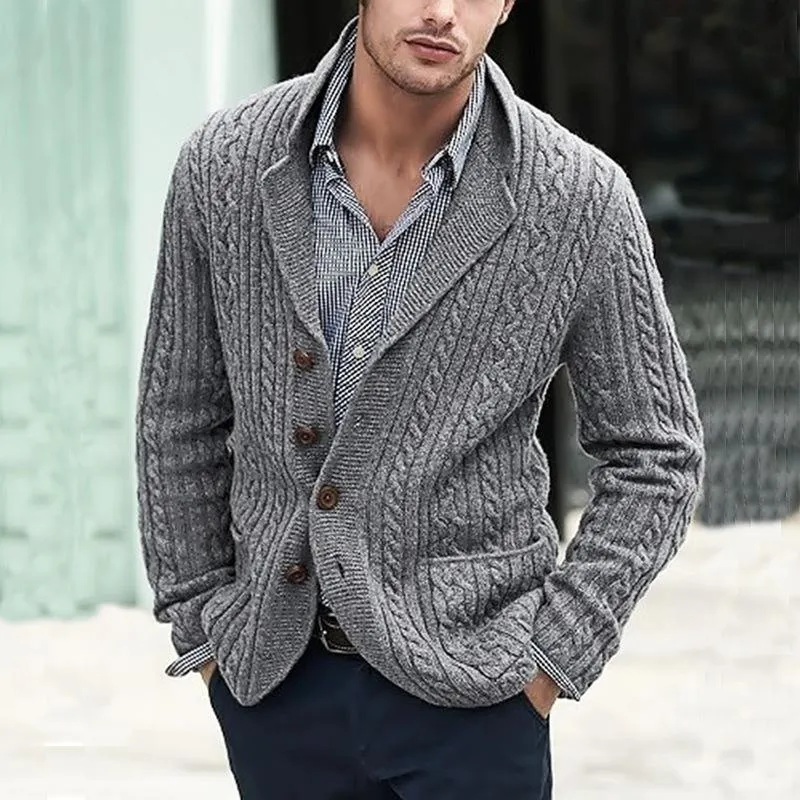 Men's Vintage Lapel Single Breasted Knit Casual Cardigan 92022446Z sold by Manly product image thumbnail 2