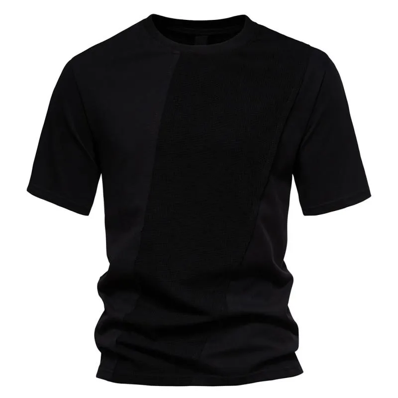 Men's Solid Stitching Round Neck Short Sleeve Casual T-shirt 70384068Z sold by Manly product image thumbnail 4