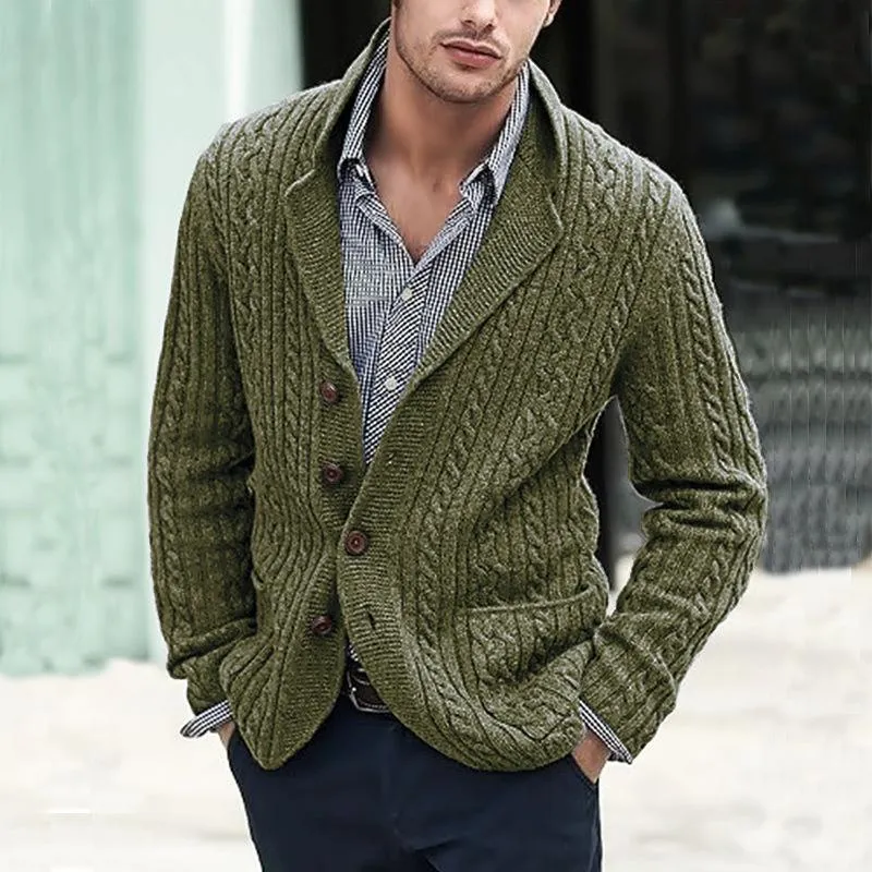 Men's Vintage Lapel Single Breasted Knit Casual Cardigan 92022446Z sold by Manly product image thumbnail 4