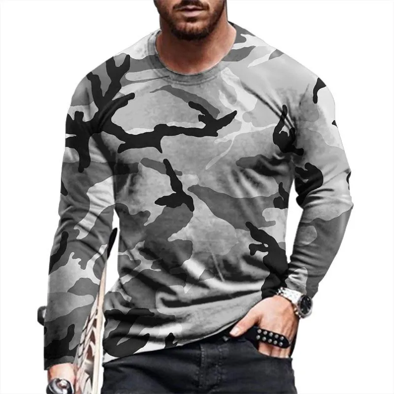 Men's Retro Camouflage Round Neck Short Sleeve T-Shirt 01481364X sold by Manly