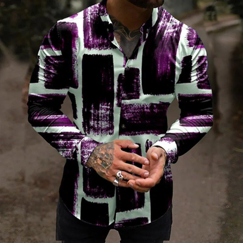 Men's Retro Casual Geometric Stand Collar Shirt 30970412TO sold by Manly product image thumbnail 5