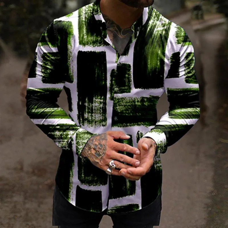 Men's Retro Casual Geometric Stand Collar Shirt 30970412TO sold by Manly product image thumbnail 3