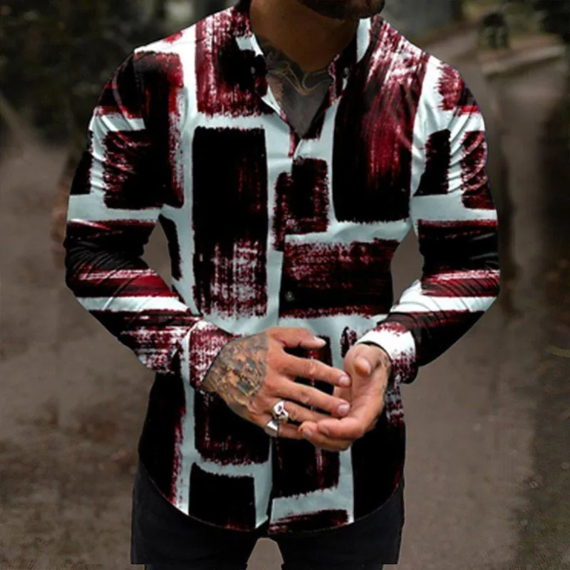 Men's Retro Casual Geometric Stand Collar Shirt 30970412TO sold by Manly product image thumbnail 4